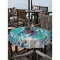 thumbnail image 2 of Outdoor Tablecloth with Umbrella Hole for Patio/Picnic/Party/Camping, Ocean Turtle Waterproof Table Cloth Round Cover Washable, Coastal Seahorse Jellyfish Coral Wood Green (Dia 60"), 2 of 8