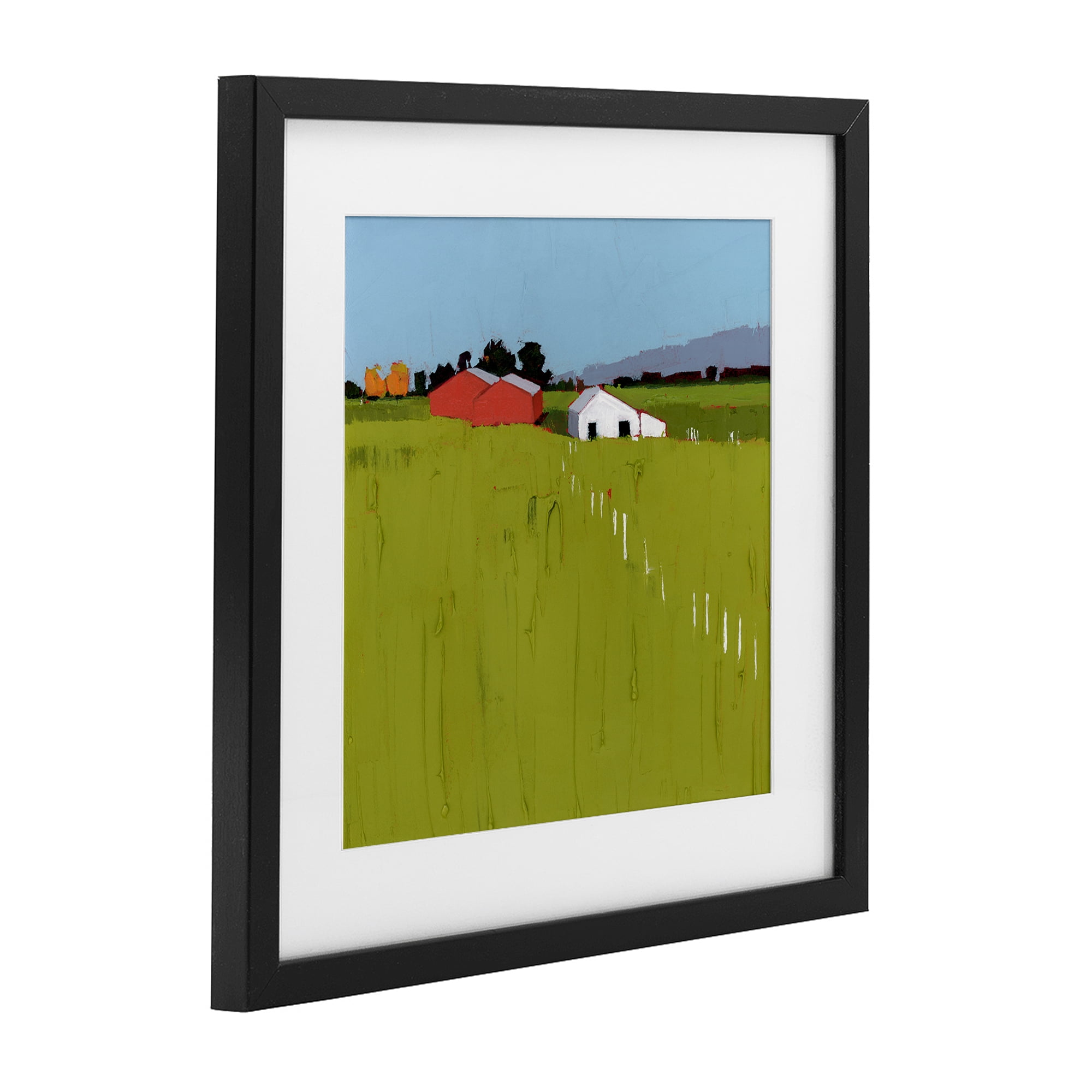 Pastoral Fence Line Black Framed Print Under Glass, design by Ruth LaGue
