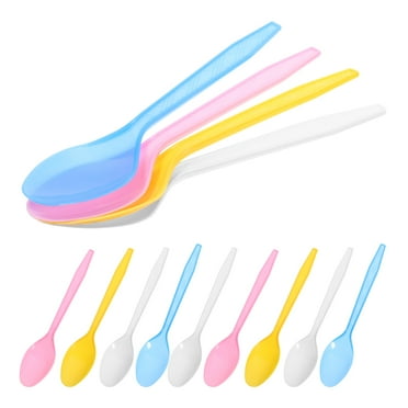 FOLOYORI Disposable Spoons Plastic Mixed Color Design 24Pack 6.1x1.2x0.2In