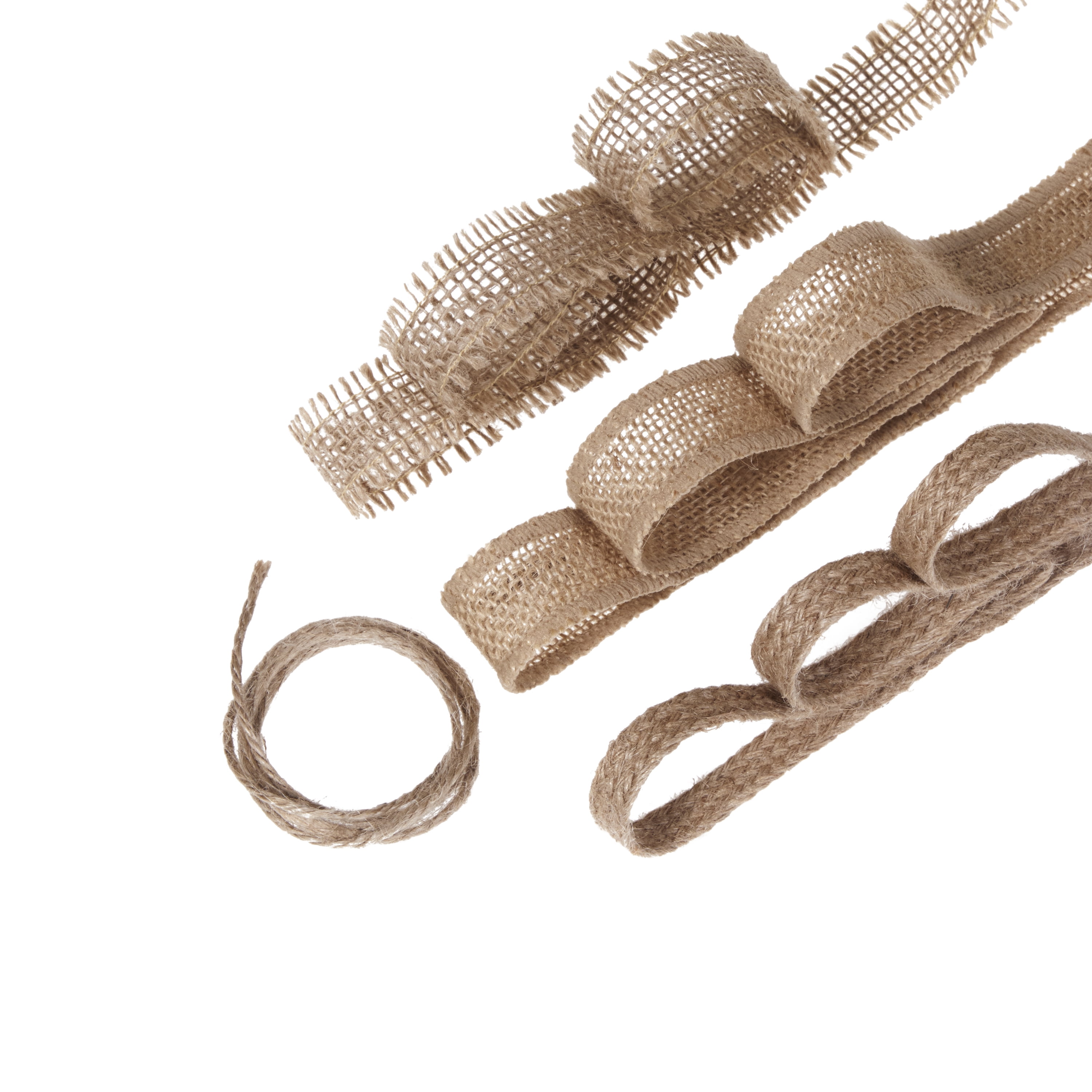 Love, Laugh, Craft Burlap Ribbon Set, 1"W x 1-yd, 4-Pack, Natural, Brown