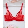 thumbnail image 5 of TrueVip Sexy Sheer Bras for Women Demi Mesh See Through Lingerie Bralette Unlined Underwire Plunge No Padded Bra Red 40C, 5 of 6