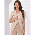 thumbnail image 4 of DARING DIVA Women's Double Breasted Work Office Short Sleeve Lapel Blazer XS Light Pink, 4 of 6
