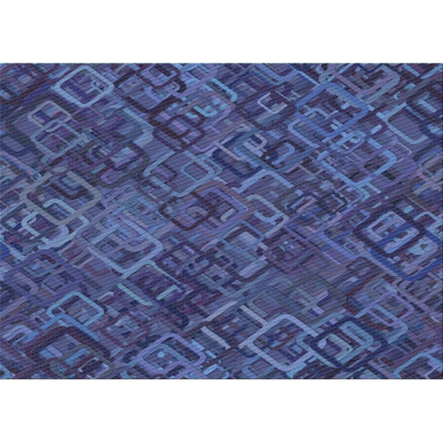 Ahgly Company Tapis d'Intérieur Rectangulaire Transitionnel Bleu Lavable à la Machine, 4 Pieds x 6 Pieds