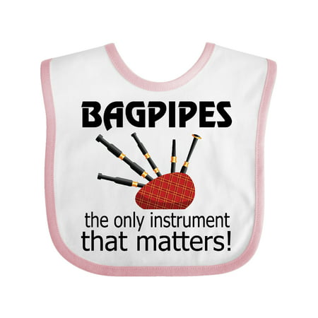 Inktastic Bagpipe Player Funny Music Joke Baby Bib Unisex, White and Pink