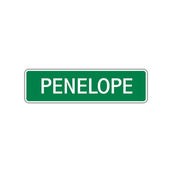 Penelope Girls Children Name Letter Printed Plaque Decoration Label Indoor Outdoor Unique Wall Novelty Aluminum Metal Sign 4"x13.5"