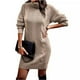 thumbnail image 3 of Suéter de cuello alto y manga larga de color puro para mujer, vestido de otoño e invierno, 3 of 6