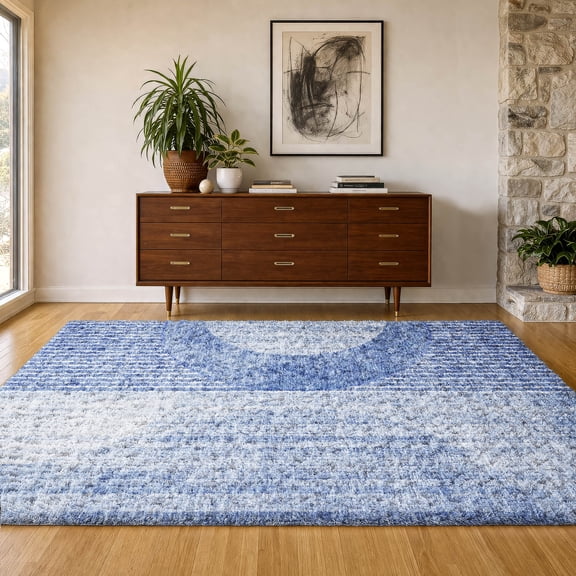 Addison Rugs Dream Shag Premium Machine Washable Transitional Modern Blue Rectangle Rug, 10' x 14'