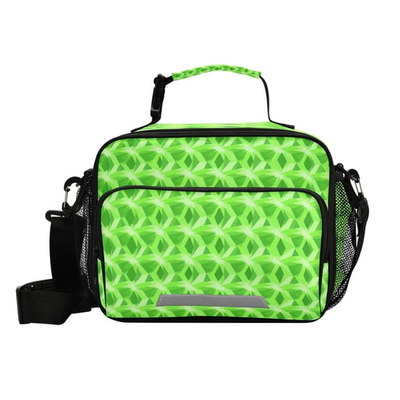 6L Leakproof Lunch Tote with Thermal Lining Lunch Bag Picnic Cooler Bag Green Points Pattern