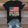 thumbnail image 4 of Only Moment USA Holiday Shirts Crew Neck Short Sleeve Women's Cotton and Linen Independence Day American Flag Floral Print Shirt Black,XL, 4 of 5