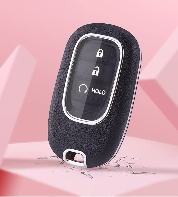 for Honda Key Fob Cover, Metal and Premium TPU Key Fob Shell Protector Compatible with 2022 2023 Honda Civic Accord Jade Honda Pilot CR-V XR-V HR-V City Accessories (Type C Black1)