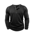 thumbnail image 6 of UVEASISHA Men's Long Sleeve Henley Shirts 3-Button Casual Slim Fit T-Shirt Lightweight Soft Basic Tops Solid Color Vintage Workout Tees Black S, 6 of 9