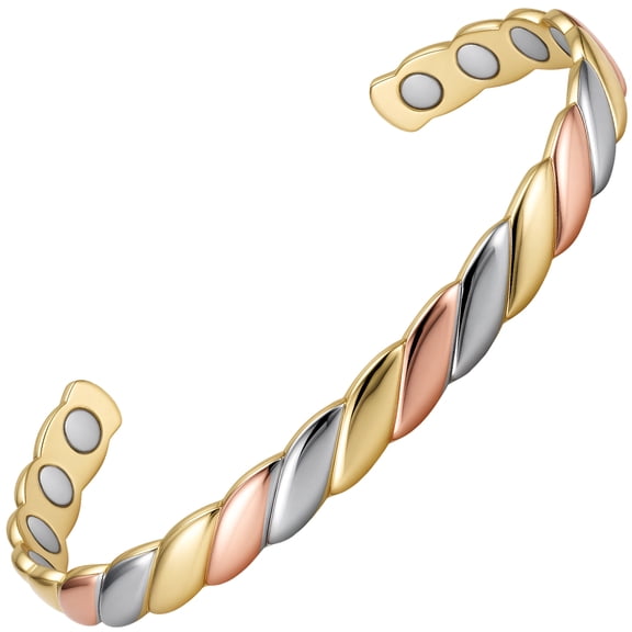 Metaljc Magnetic Copper Cuff Bracelet for Women, Adjustable Cuff Jewelry Gift