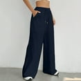 thumbnail image 5 of Pants For Women Drawstring High Elastic Waisted Wide Leg Fashion Comfy Straight Long With Pockets Casual Trousers, 5 of 9