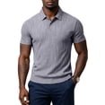 thumbnail image 6 of KLHDSF Men's Polo Shirts Short Sleeve Classic Fit Cotton Pique Casual Tee Soft, Breathable, Lightweight, Cooling; Business Casual, Golf, Daily Wear Gray M, 6 of 9