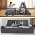 thumbnail image 3 of MOPHOTO Kids Couch Play Set, 11PCS Modular Kids Sofa Couch Fold Out Couch Playhouse Play Set for Toddlers, Creative Couch Kids Foam Play Couch Indoor, 3 of 8