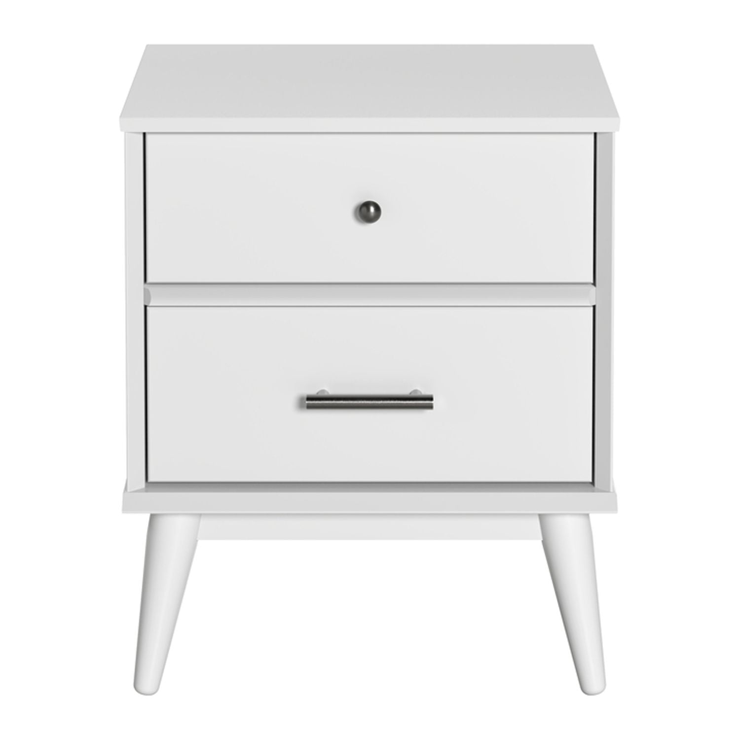 Camaflexi Mid Century 2 Drawer Night Stand Solid Wood, White