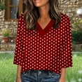 thumbnail image 2 of LIaqionyy Womens 3/4 Sleeve Tops Satin V Neck Shirts Business Dressy Casual Outfits Work Trendy Blouses S-5XL, 2 of 5