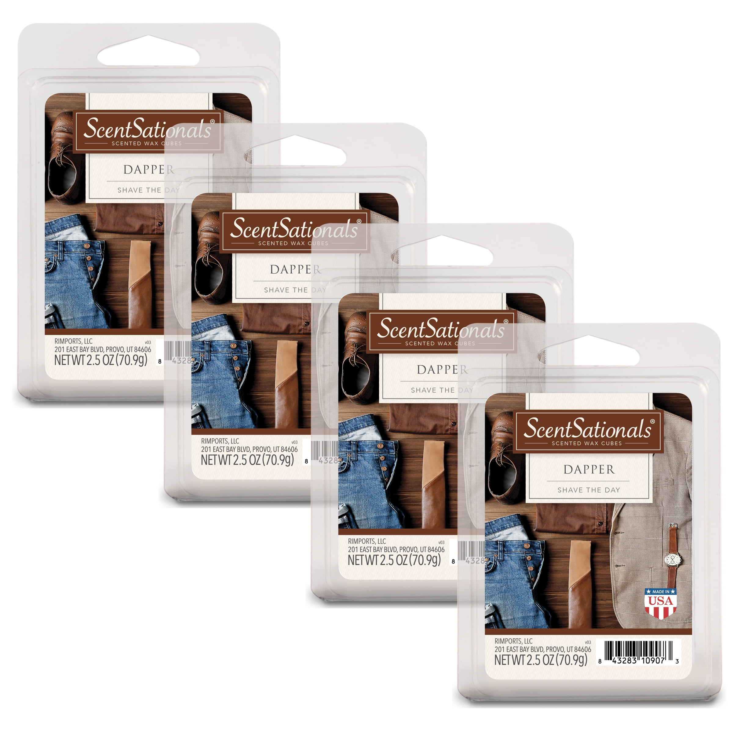 ScentSationals 2.5 oz Dapper Scented Wax Melts, 4-Pack