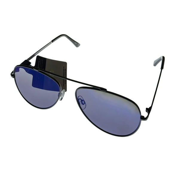 Lucky Brand Gunmetal Mens Metal Aviator Sunglass, Smoke Blue Lens D950