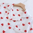 thumbnail image 4 of Daznico Women's Cotton Gauze Pajama Set, Heart Print Short Sleeve Button-Up Top & Shorts, Breathable Summer Sleepwear,L, 4 of 9
