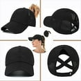 thumbnail image 2 of Gorra De Béisbol De Cola De Caballo Cruzada Para Mujer, Gorro De Caballo De Moño Alto Desordenado Sombrero De Deportes Al Aire Libre De Malla De Secado Rápido Con Agujero De Cola De Caballo Sombrero, 2 of 5