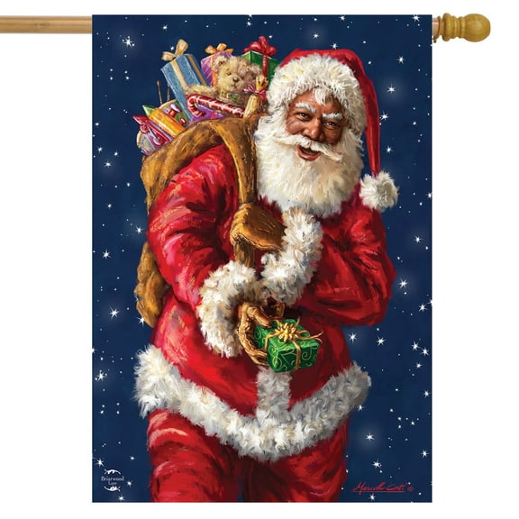 Briarwood Lane Black Santa Claus Christmas House Flag