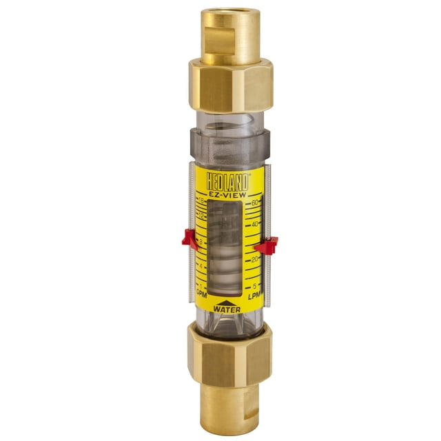 Hedland H624-016 EZ-View Flowmeter, Polysulfone, For Use With Water, 1.0 - 16 gpm Flow Range, 1/2" NPT Female