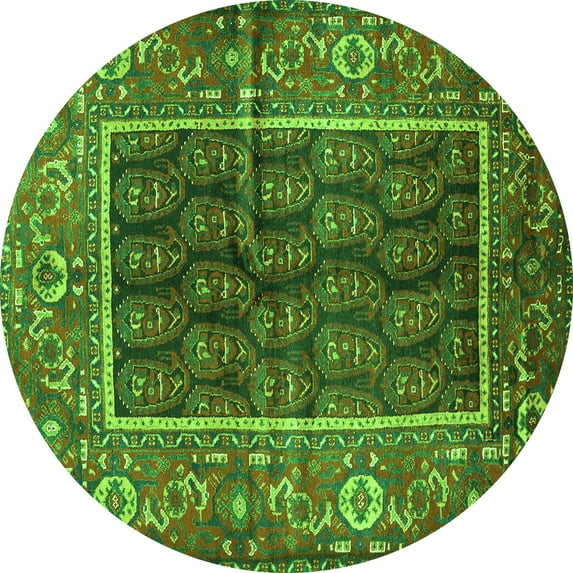 Ahgly Company Indoor Round Persian Green Traditional Area Rugs, 7' Round