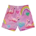 thumbnail image 2 of Kids' Beach Pants Comfortable Swim Trunks Watermelon Hue Flamingos Shorts for Pool Vacation and Lounge Wear Large, 2 of 8