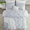 thumbnail image 3 of Pinch Pleat Duvet Cover Set, 3Pc Luxurious Premium Pintuck Style Comforter Cover, 3 of 18