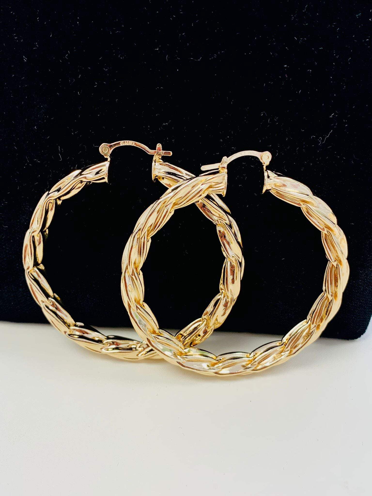 18K Gold Filled Twisted Hoop Earrings Diamond Cut for Women Gifts Fashion Style  - Prime Jewelry 269