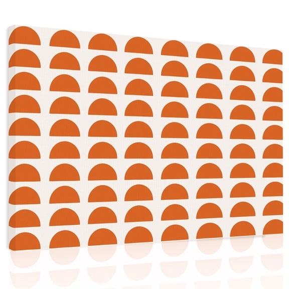 Terracotta Semicircles Canvas Print Wall Art, Boho Layered Arcs Orange Terracotta Sunset Wall Decor Framed Artwork Paintings Pictures for Living Room Bedroom Stretched Ready to Hang, 24" x 32"