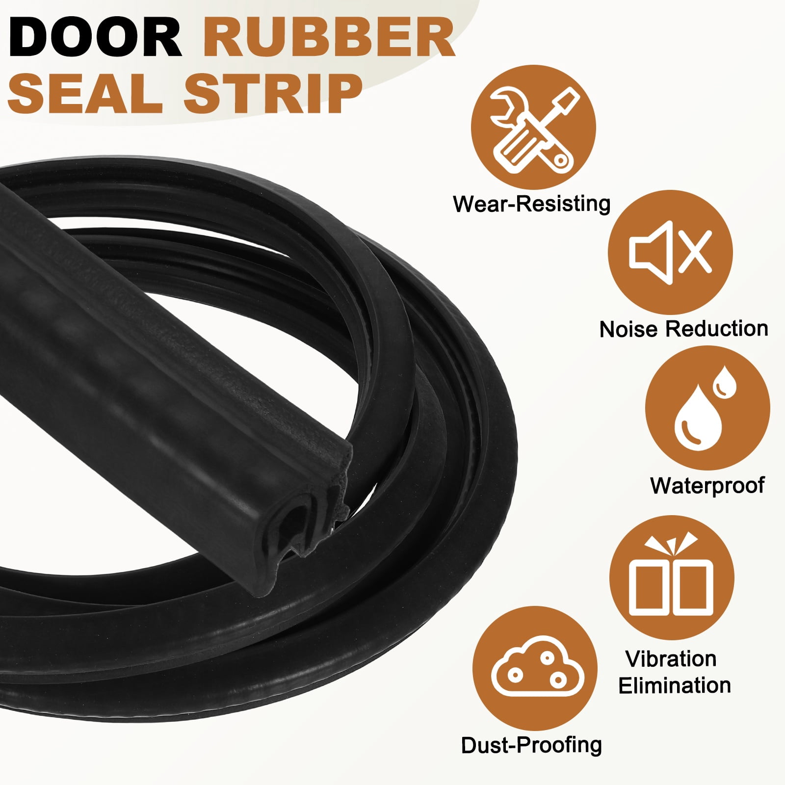 Door Weather Stripping 6.5FT, 13mm W x 12mm H EPDM Car Door Rubber Edge Trim Seal Strip Gasket with Side Bulb Fit 0.5mm to 2.5mm Edge for Electrical Cabinet Car Boat Truck, Black