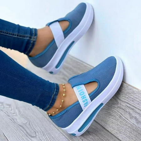 

Yoslce Wide Shoes For Women Women S Ladies Casual Daily Buckle Closed Toe Platform Nude Heels