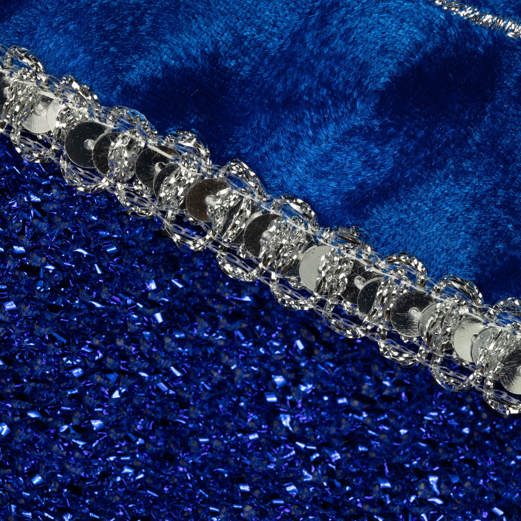 17" Metallic Royal Blue Embroidered "Diva" Christmas Stocking with Shadow Velveteen Cuff