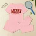 thumbnail image 2 of REORIAFEE Women Lounge Pants Pajama Christmas 3 Piece Pajama Short Sleeve Top and Shorts Santa Graphic Soft Sleepwear Pink XS-2XL, 2 of 7