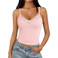 thumbnail image 5 of HAYIMI Women Lady V Neck Lace Patchwork Tank Tops With Straps Summer Solid Color Sleeveless Birthday Camisole, 5 of 5