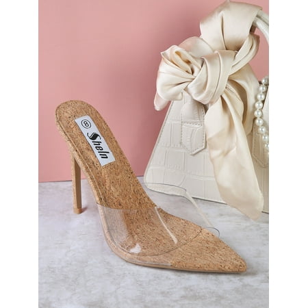 

Lucite Pointy Peep Toe Cork Mules Women‘s Footwear