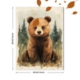 thumbnail image 3 of Qisvanset 12x16 Inch Woodland Bear Canvas Wall Art, Sage Green Forest Art Children Bedroom Home Decor, 3 of 8