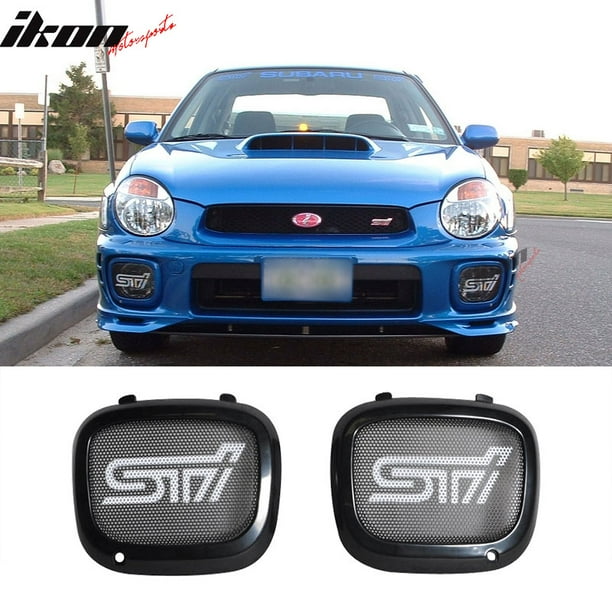 Compatible with 0203 Subaru Impreza WRX Sti White JDM Mesh Fog Lights Lamp Cover Bk ABS