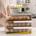 thumbnail image 2 of Automatic Rolling Egg Storage Box Space Saving PET Fresh Preservation Egg Tray for Cooking, 2 of 10