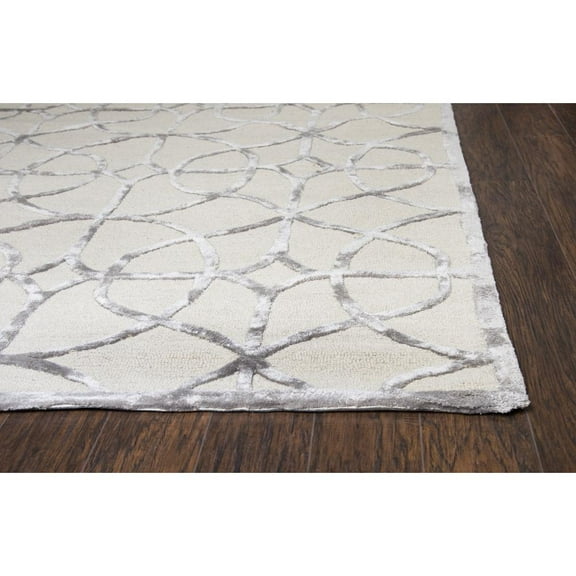 Alora Decor Madison 2'6" x 8' Trellis Ivory/Silver Hand-Tufted Area Rug