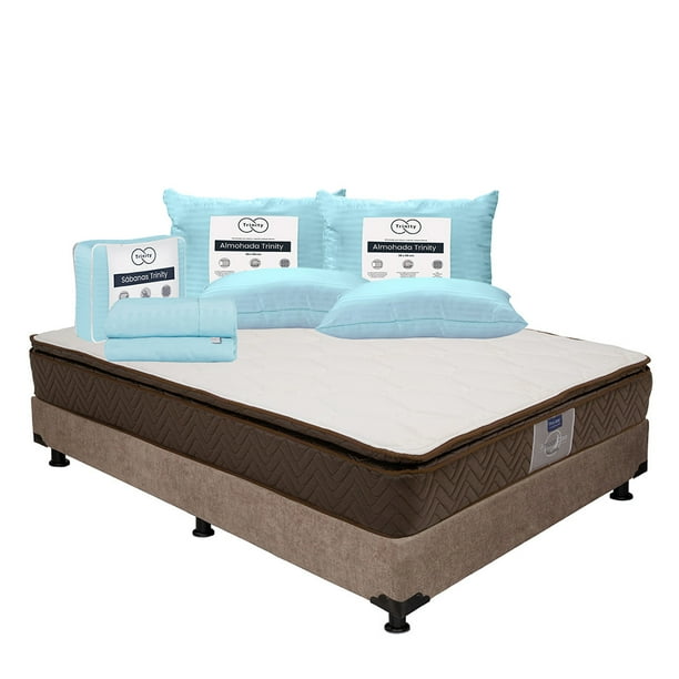 Colchón Queen Size Nautilus Restonic + 2 Almohadas Trinity + Juego de Sábanas Trinity