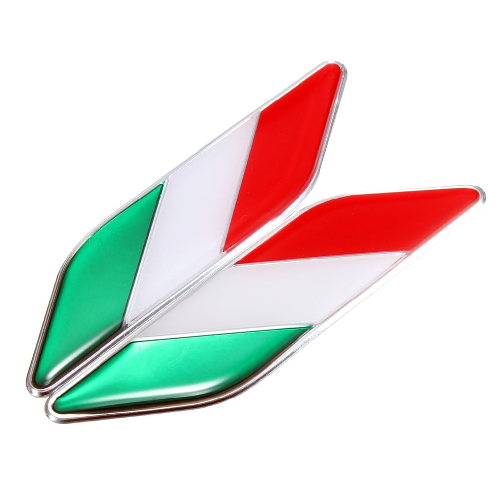 2X ALUMINUM Italian Flag Emblem Sticker 3D Decal fit for Auto Car Decorative 