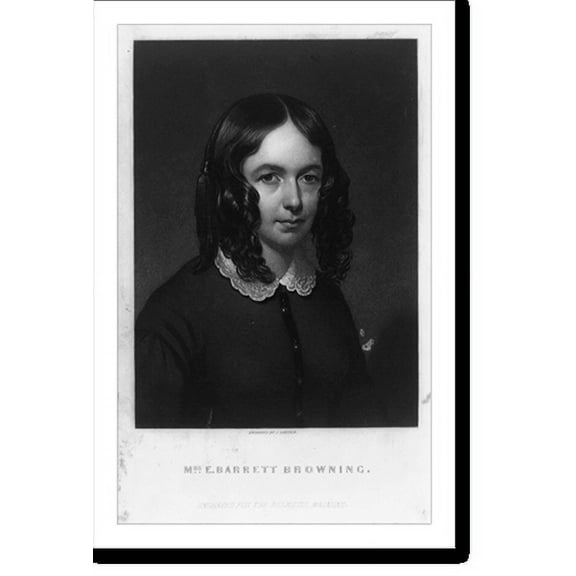 Historic Print, [Elizabeth Barrett Browning, head-and-shoulders portrait, facing right].engraved by J. Sartain., 16" x 20"