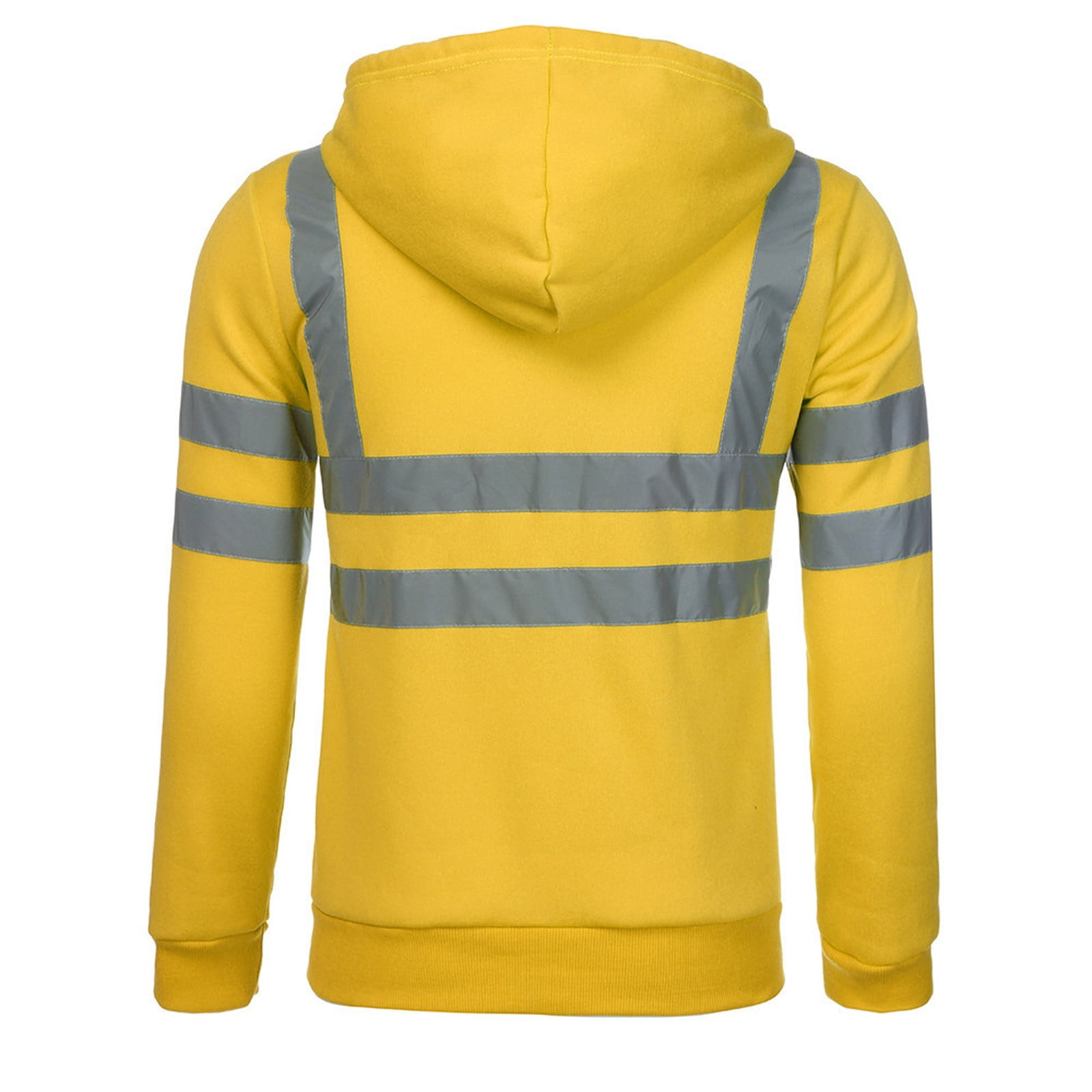 CFLVAEK High Visibility Safety Sweatshirt for Men Big and Tall Safety Hoodies Class 3 Reflective Zip Up Hooded Sweatshirts with Pockets Yellow L