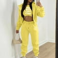 thumbnail image 2 of Clearance FUNUONY Sweatsuits Women 2 Piece Outfit Autumn Winter Top Vest Pant Set Zipper Hooded Pants 3 Set Track Suits for Women Set Hoodies for Women Jogger Sets for Women 2 Piece Yellow XL, 2 of 6