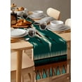thumbnail image 6 of Southwest Teal Table Runner-Cotton Linen- 60 Inch Holiday Dresser Scarves, Geometric Aztec Tribal Ethnic Bohemian Tablerunner for Kitchen Coffee/Dining Bedroom Living Room Dinner Scarf Décor 13x60, 6 of 9