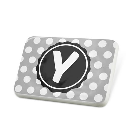 Porcelein Pin Monogram Y Grey Black Polka Dots Lapel Badge – NEONBLOND