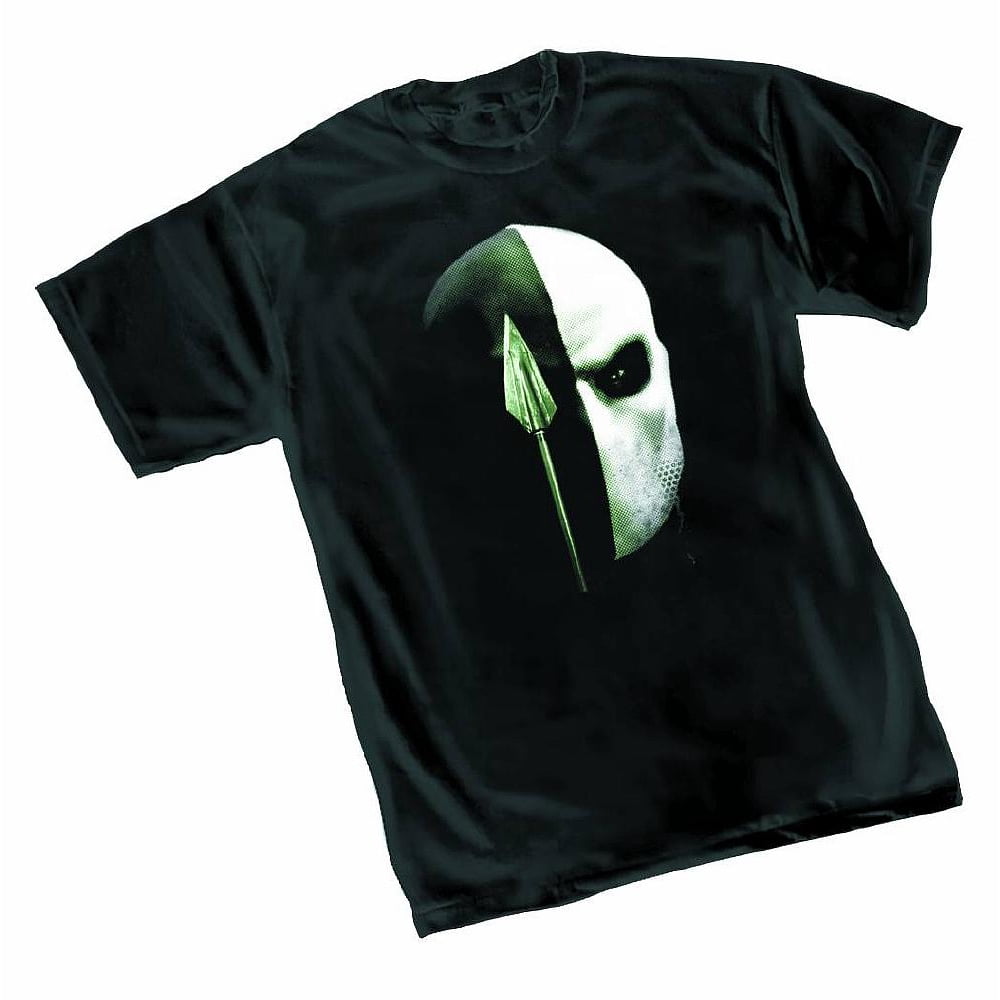 MyPartyShirt Arrow Deathstroke Mask TShirt Green Assassin DC Villain TV CW Adult Mens
